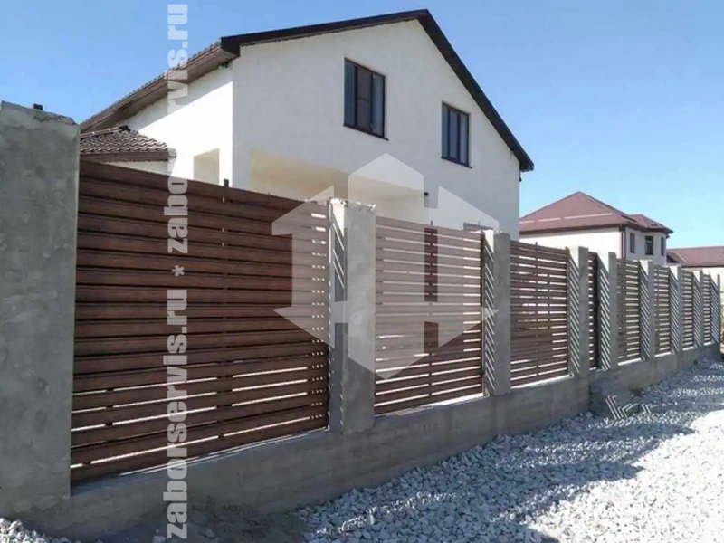 Забор из металлического штакетника горизонтальный 80 метров