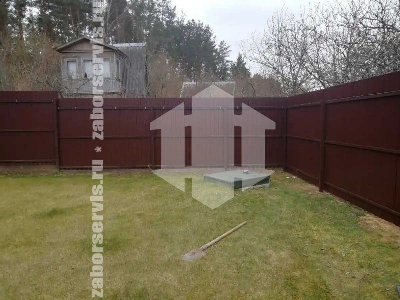 Забор из профнастила с бетонированием столбов 50 метров